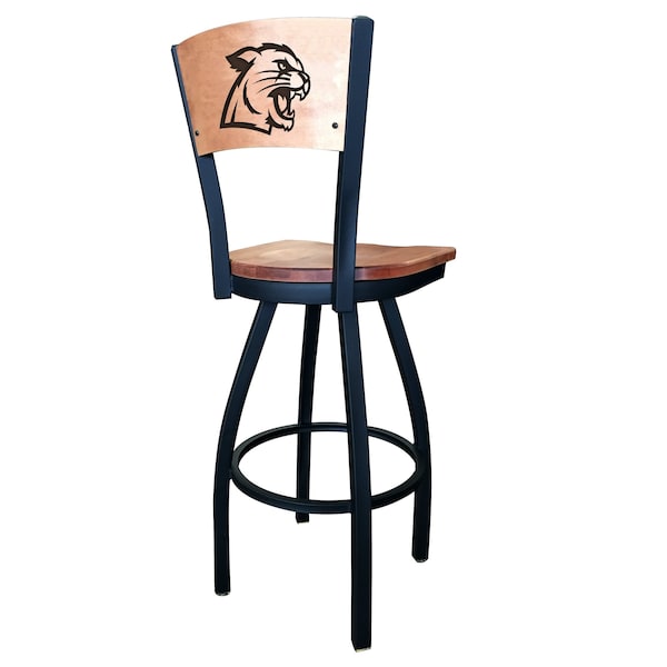 Holland Bar Stool Co 25" Blk Wrinkle Northern Michigan Swivel Bar Stool, Laser Engraved Back - L03825BWMEDMPLANORMICMEDMPL