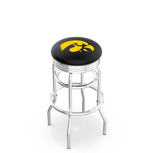 Holland Bar Stool Co 25" Chrome 2-Ring Iowa Swivel Bar Stool, Accent Ring - L7C3C25IOWAUN