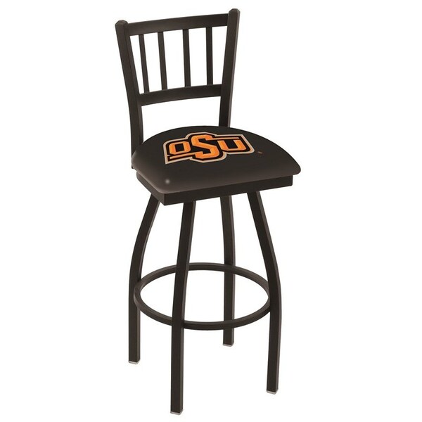 Holland Bar Stool Co 25" Blk Wrinkle Oklahoma State Swivel Bar Stool, Jailhouse Back - L01825OKSTUN