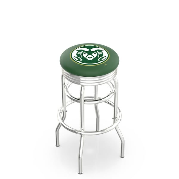 Holland Bar Stool Co 25" Chrome 2-Ring Colorado State Swivel Bar Stool, Accent Ring - L7C3C25COLOST