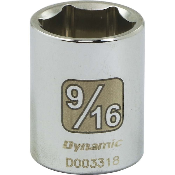 Dynamic Tools 1/4" Drive 6 Point SAE, 9/16" Standard Length, Chrome Socket - D003318