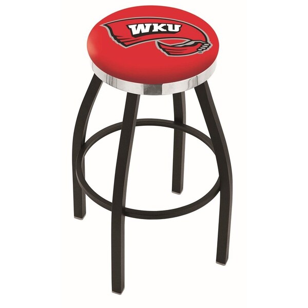Holland Bar Stool Co 25" Blk Wrinkle Western Kentucky Swivel Bar Stool, Chrome Ring - L8B2C25WESTKY