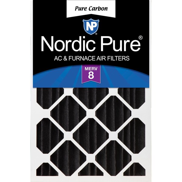 Nordic Pure 24x24x4 Pure Carbon Pleated Air Filter, High Capacity, MERV 8 - 24X24X4PCP-1