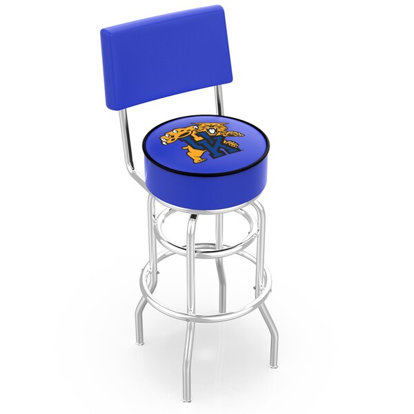 Holland Bar Stool Co 30" Chrome 2-Ring Kentucky "Wildcat" Swivel Bar Stool, Back - L7C430UKYCAT