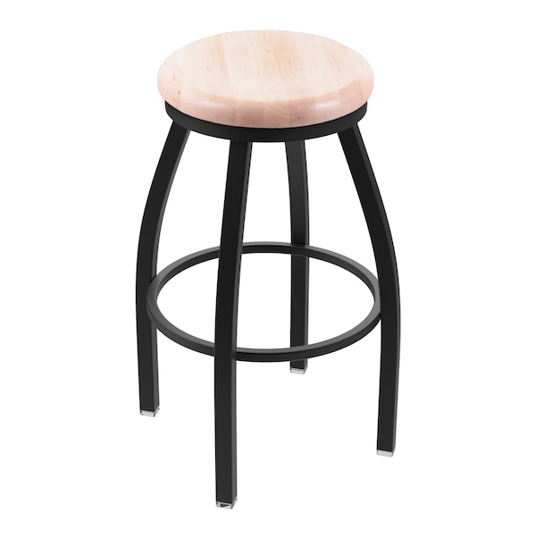 Holland Bar Stool Co 30" Swivel Bar Stool, Black Wrinkle, Nat Maple Seat - 80230BWNATMPL