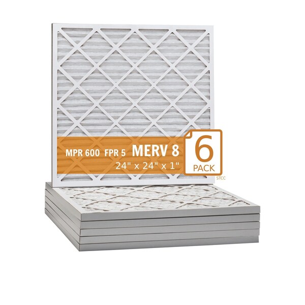 Purolator 24x24x1 Pleated Air Filter, MERV 8, 6 PK - 24X24X1X1 KP (6 PACK)
