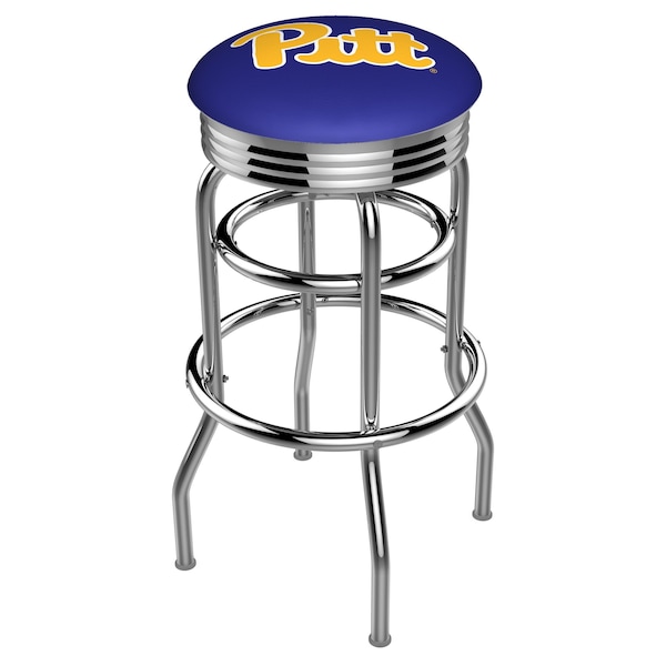 Holland Bar Stool Co 30" Chrome 2-Ring Penn State Swivel Bar Stool, Accent Ring - L7C3C25PITTSB