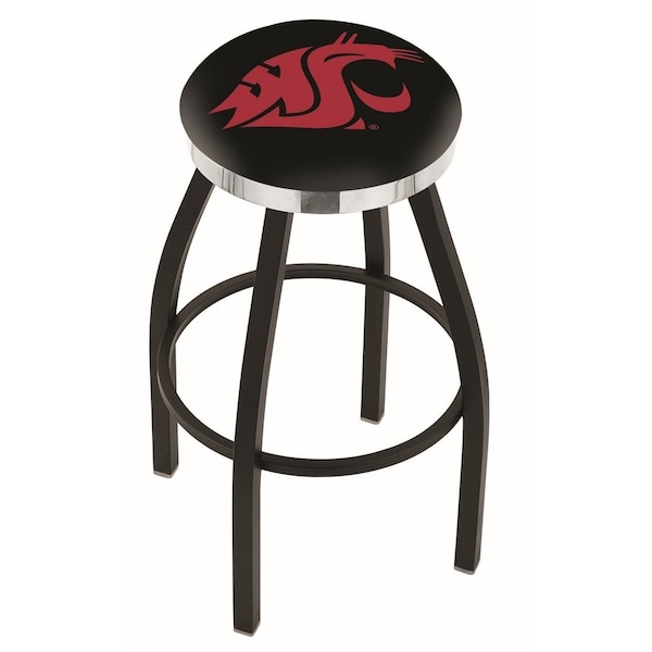 Holland Bar Stool Co 30" Blk Wrinkle Washington State Swivel Bar Stool, Chrome Ring - L8B2C30WASHST