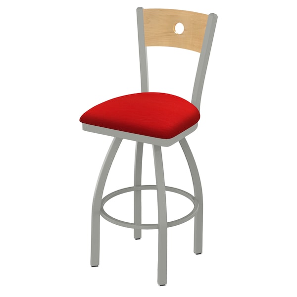 Holland Bar Stool Co 30" Swivel Counter Stool, Nickel Finish, Nat Back, Canter Red Seat - 83030ANNATMPLB011