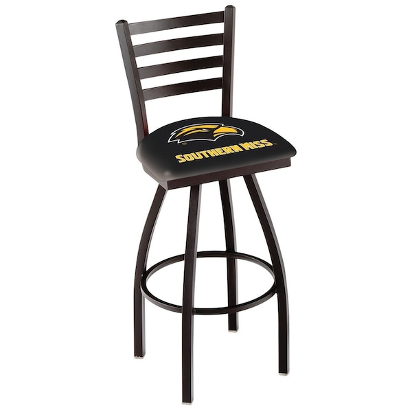Holland Bar Stool Co 25" Blk Wrinkle Southern Miss Swivel Bar Stool, Ladder Back - L01425SOUMIS