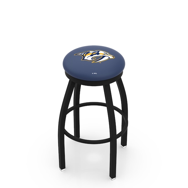 Holland Bar Stool Co 25" Blk Wrinkle Nashville Predators Swivel Bar Stool, Accent Ring - L8B2B25NSHPRE