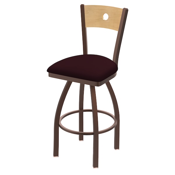Holland Bar Stool Co 30" Swivel Counter Stool, Black Wrinkle, Nat Back, Canter Bordeaux Seat - 83030BZNATMPLB005