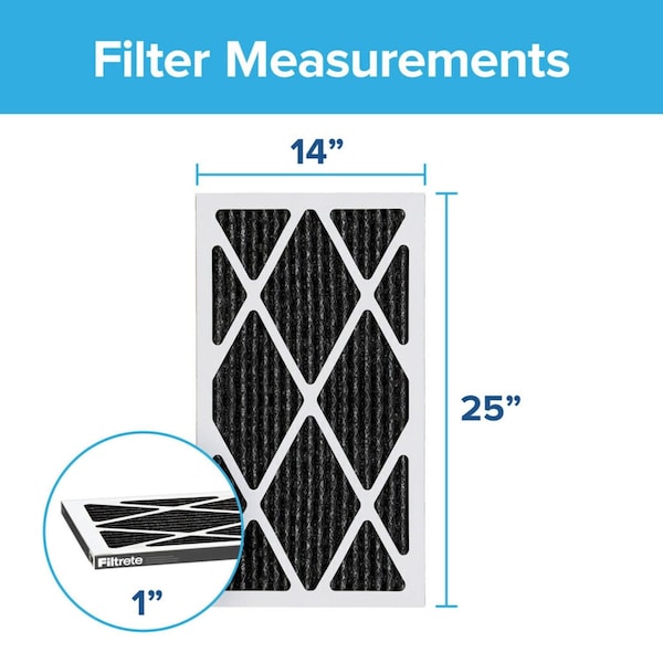 B & K 14x25x1 Pleated Air Filter, MERV 11, 0.3 microns - HOME04-4