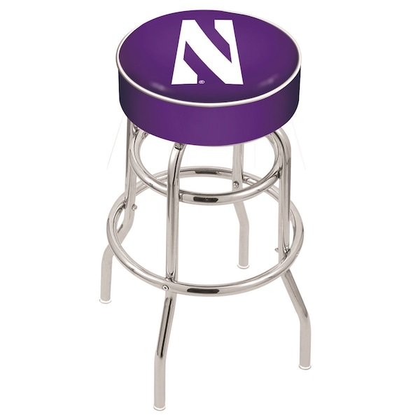 Holland Bar Stool Co 30" Northwestern Cushion Seat, 2-Ring Chrome Swivel Bar Stool - L7C130NTHWST