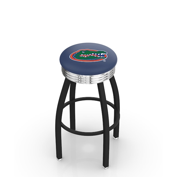 Holland Bar Stool Co 30" Blk Wrinkle Florida Swivel Bar Stool, Chrome Ring - L8B3C30FLORUN