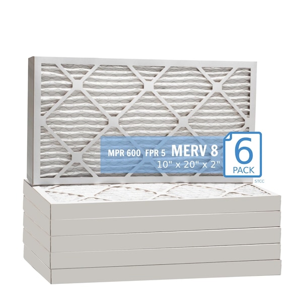 Purolator 10x20x2 Pleated Air Filter, MERV 8, 6 PK - 10X20X2X1 HI (6 PACK)