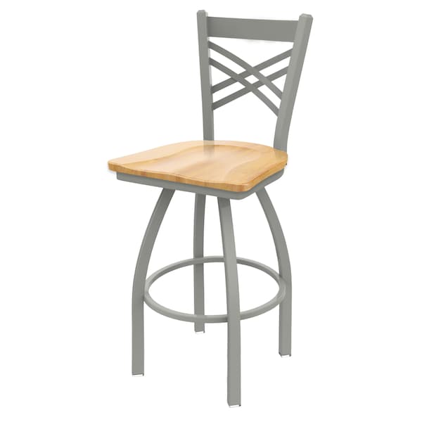 Holland Bar Stool Co 30" Swivel Bar Stool, Nickel Finish, Nat Maple Seat - 82030ANNATMPL