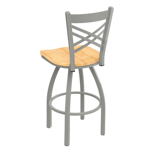 Holland Bar Stool Co 30" Swivel Bar Stool, Nickel Finish, Nat Maple Seat - 82030ANNATMPL