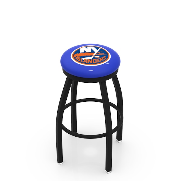 Holland Bar Stool Co 30" Blk Wrinkle New York Islanders Swivel Bar Stool, Accent Ring - L8B2B30NYISLN