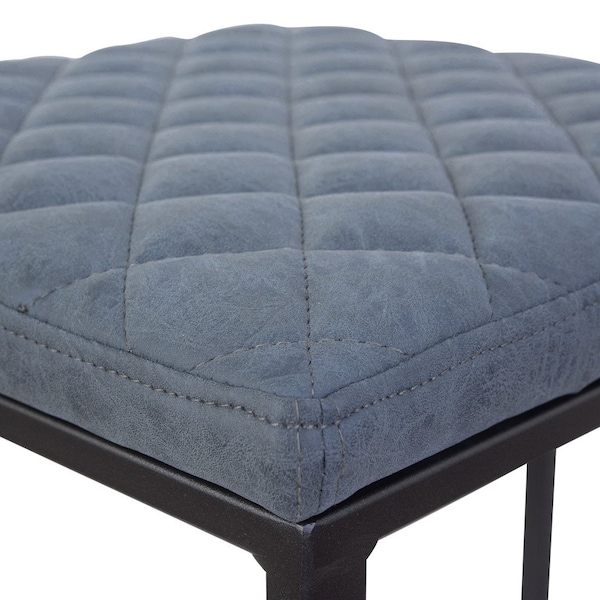 Leisuremod Quincy Quilted Stitched Leather Bar Stools with Metal Frame, Peacock Blue - QS29BU