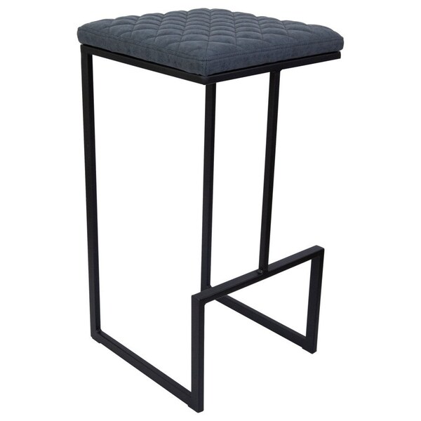 Leisuremod Quincy Quilted Stitched Leather Bar Stools with Metal Frame, Peacock Blue - QS29BU
