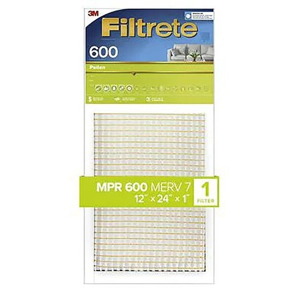 Filtrete Air Filter, 12 in L, 24 in W, 7 MERV, 600 MPR - CL20-4