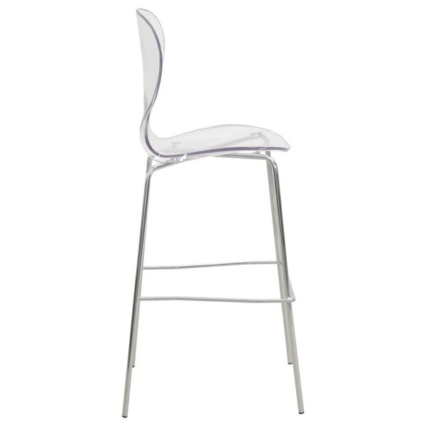 Leisuremod Oyster Acrylic Barstool with Steel Frame in Chrome Finish, Clear - OC31CL