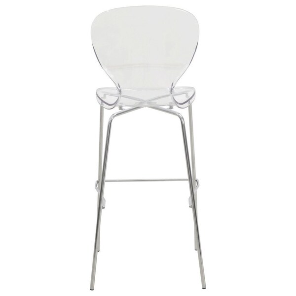 Leisuremod Oyster Acrylic Barstool with Steel Frame in Chrome Finish, Clear - OC31CL