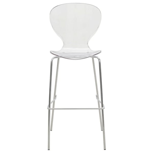 Leisuremod Oyster Acrylic Barstool with Steel Frame in Chrome Finish, Clear - OC31CL