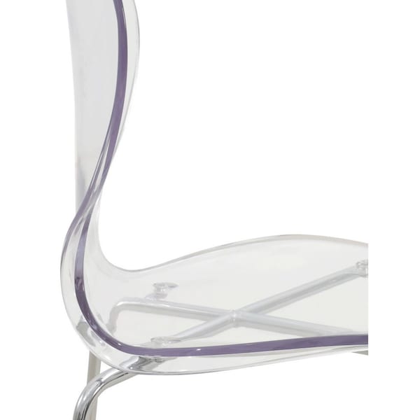 Leisuremod Oyster Acrylic Barstool with Steel Frame in Chrome Finish, Clear - OC31CL