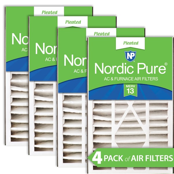 Nordic Pure 16x25x5 Pleated Air Filter, High Capacity, Electrostatically Charged Synthetic Media, MERV 13, 4 PK - 16X25X5ABM13-4
