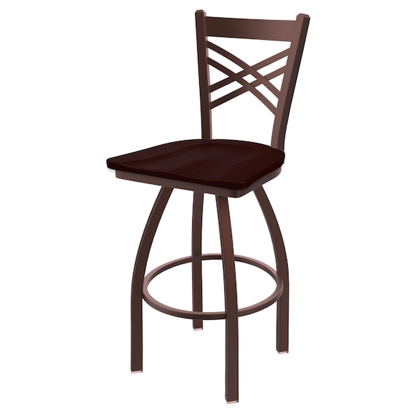 Holland Bar Stool Co 30" Swivel Bar Stool, Bronze Finish, Dark Cherry Oak Seat - 82030BZDCOAK