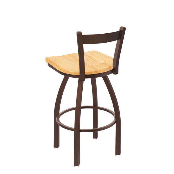 Holland Bar Stool Co 30" Low Back Swivel Bar Stool, Bronze Finish, Nat Oak Seat - 82130BZNATOAK
