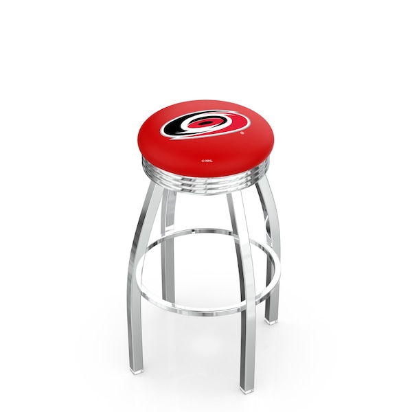 Holland Bar Stool Co 25" Chrome Carolina Hurricanes Swivel Bar Stool, Accent Ring - L8C3C25CARHUR