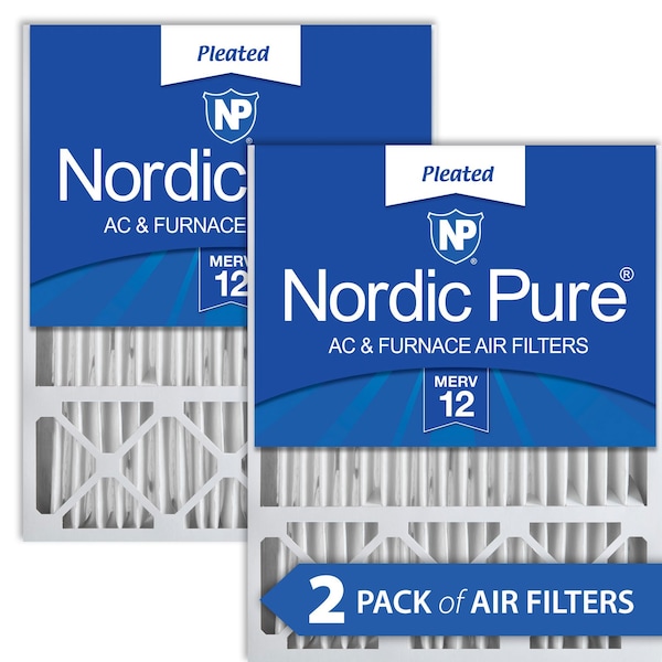 Nordic Pure 16x25x5 Pleated Air Filter, High Capacity, Electrostatically Charged Synthetic Media, MERV 12, 2 PK - 16X25X5HM12-2