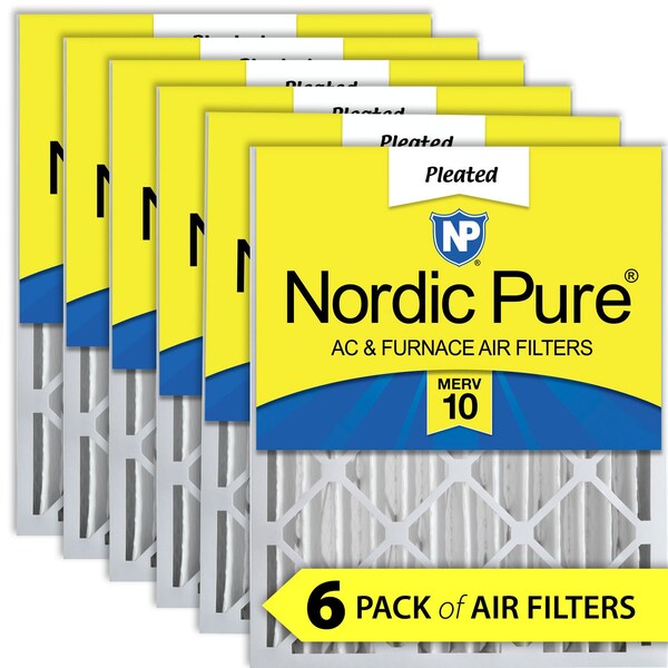 Nordic Pure 20x25x4 Pleated Air Filter, High Capacity, Electrostatically Charged Synthetic Media, MERV 10, 6 PK - 20X25X4M10-6