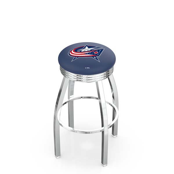 Holland Bar Stool Co 30" Chrome Columbus Blue Jackets Swivel Bar Stool, Accent Ring - L8C3C30COLBLU
