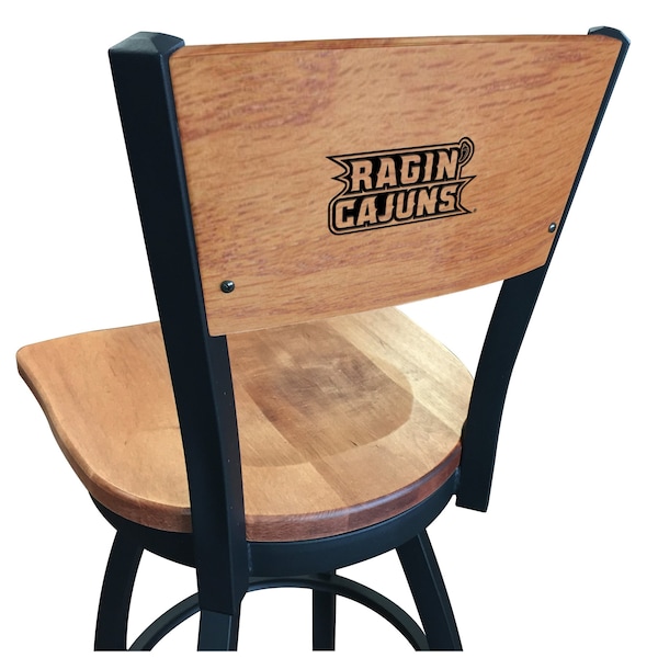 Holland Bar Stool Co 30" Blk Wrinkle Louisiana-Lafayette Swivel Bar Stool, Engraved Back - L03830BWMEDMPLALA-LAFMEDMPL