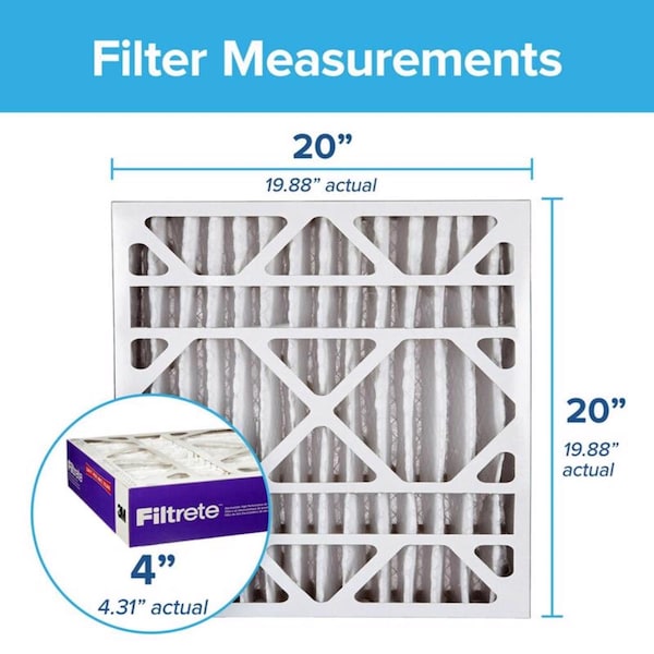 3M 20x20x4 Filtrete Pleated Air Filter, Polyester, MERV 12 - NDP02-4IN-4