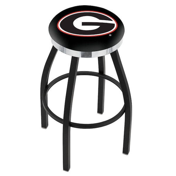 Holland Bar Stool Co 25" Blk Wrinkle Georgia "G" Swivel Bar Stool, Chrome Ring - L8B2C25GA-G