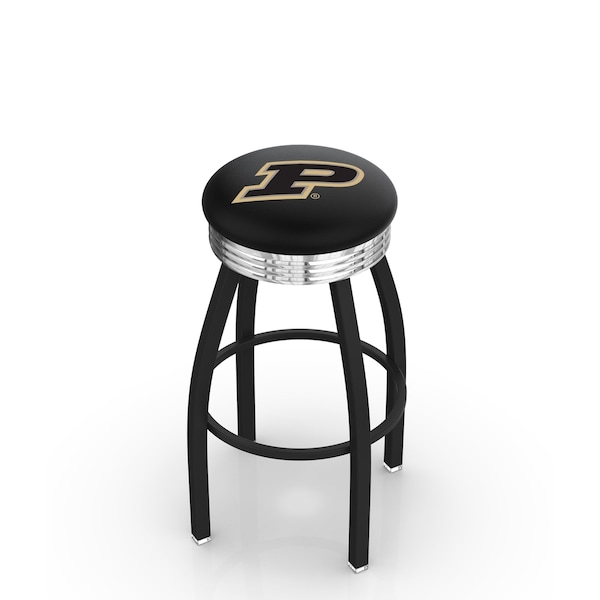 Holland Bar Stool Co 25" Blk Wrinkle Pitt Swivel Bar Stool, Chrome Ring - L8B3C25PURDUE