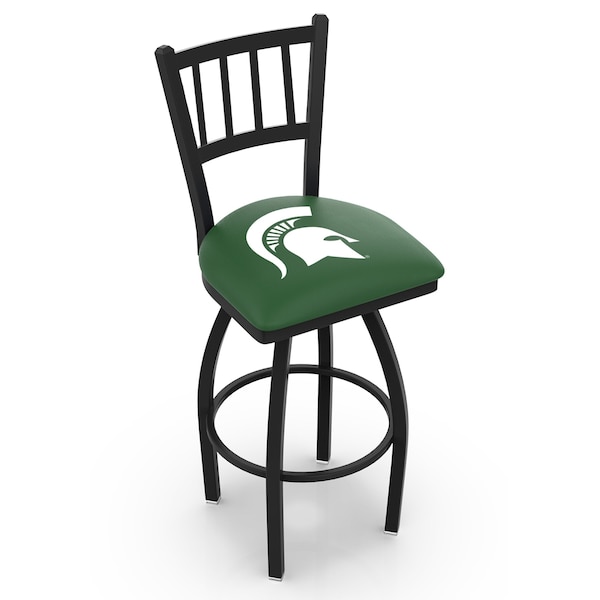 Holland Bar Stool Co 25" Blk Wrinkle Michigan State Swivel Bar Stool, Jailhouse Back - L01825MICHST