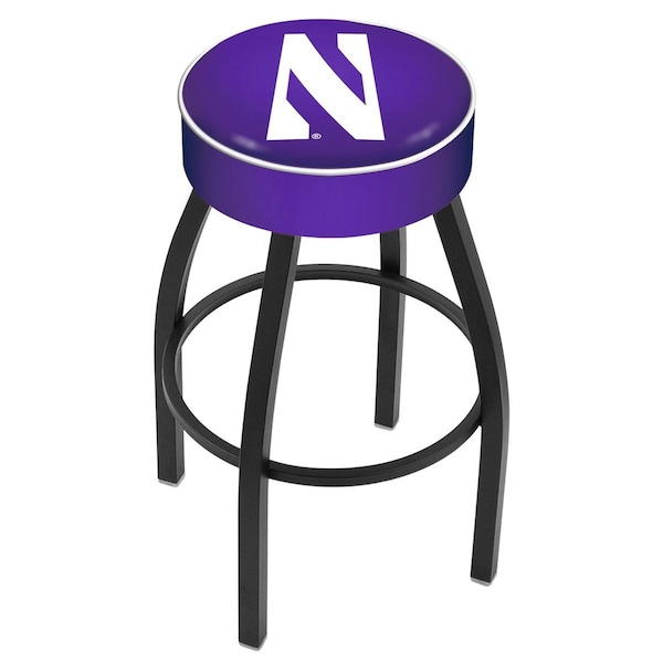 Holland Bar Stool Co 25" 4" Northwestern Cushion Seat, Blk Wrinkle Base Swivel Bar Stool - L8B125NTHWST
