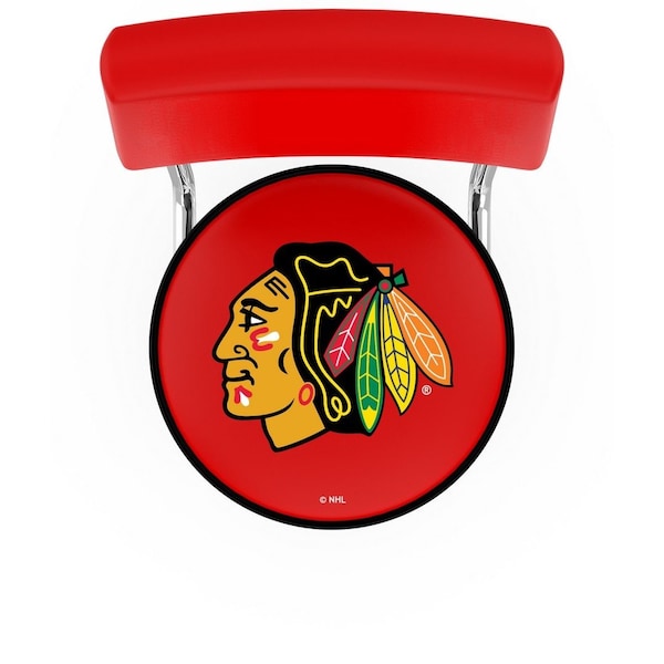 Holland Bar Stool Co 25" Chrome 2-Ring Chicago Blackhawks Swivel Bar Stool, Back - L7C425CHIHWK-R