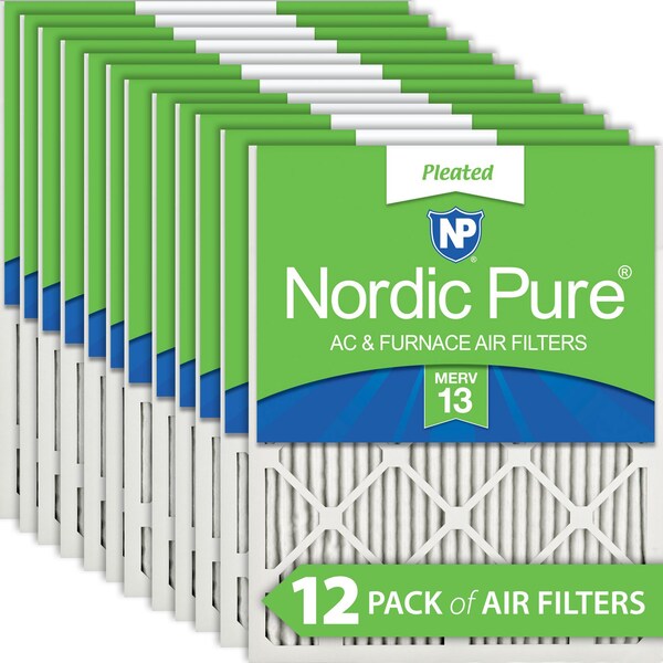 Nordic Pure 12x20x1 Pleated Air Filter, High Capacity, Electrostatically Charged Synthetic Media, MERV 13 - 12X20X1M13-12