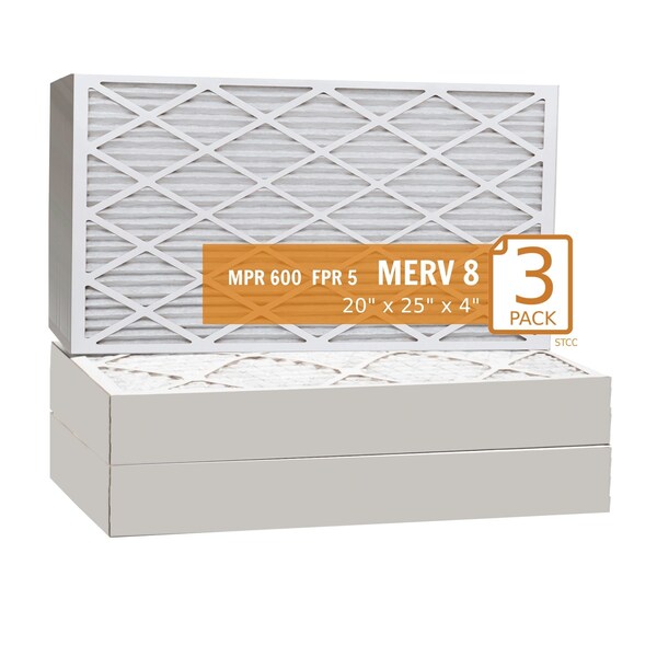 Purolator 20x25x4 Pleated Air Filter, MERV 8, 3 PK - 20X25X4X1 KP (3 PACK)