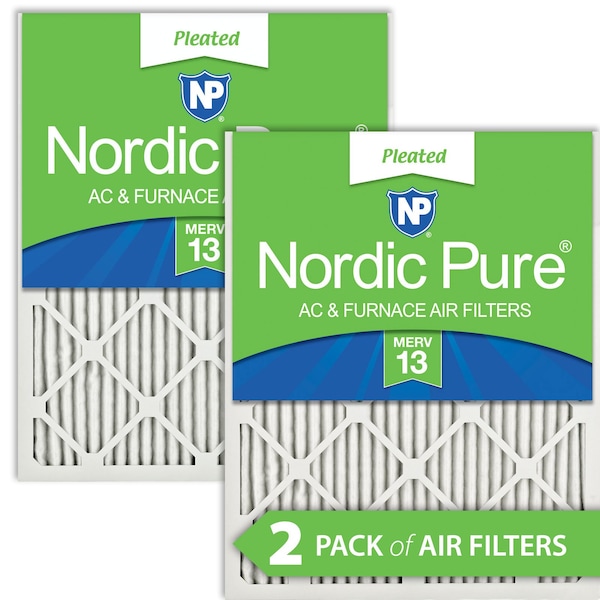 Nordic Pure 14x30x1 Pleated Air Filter, High Capacity, Electrostatically Charged Synthetic Media, MERV 13, 2 PK - 14X30X1M13-2