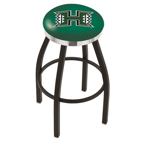 Holland Bar Stool Co 25" Blk Wrinkle Hawaii Swivel Bar Stool, Chrome Ring - L8B2C25HAWAII
