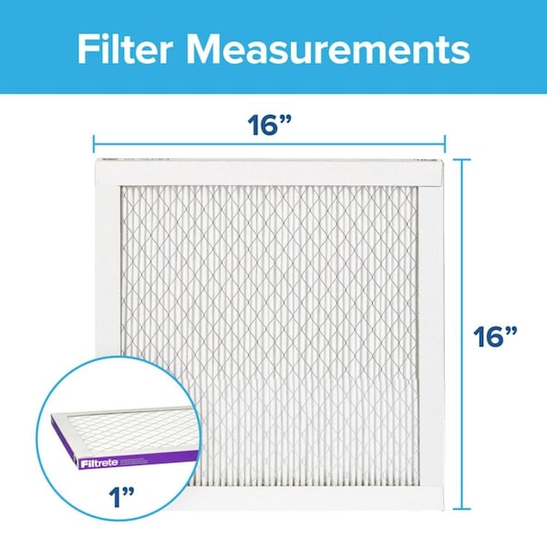 3M 16x16x1 Ultra Allergen Pleated Air Filter, MERV 12, 0.3 microns - 2016DC-6