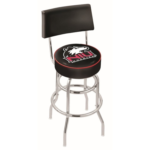 Holland Bar Stool Co 25" Chrome 2-Ring Northern Illinois Swivel Bar Stool, Back - L7C425NORILL